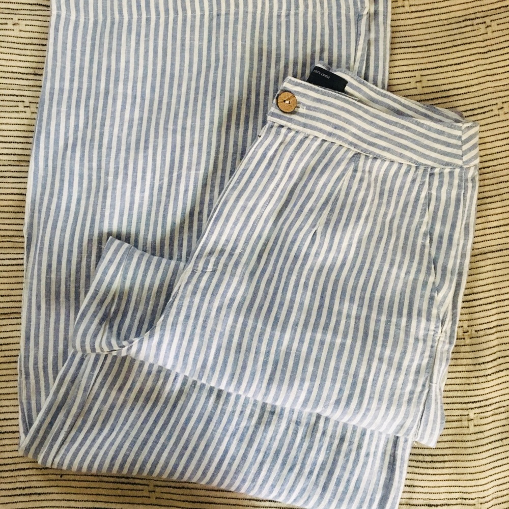 TAHARI wide leg linen pant size 4